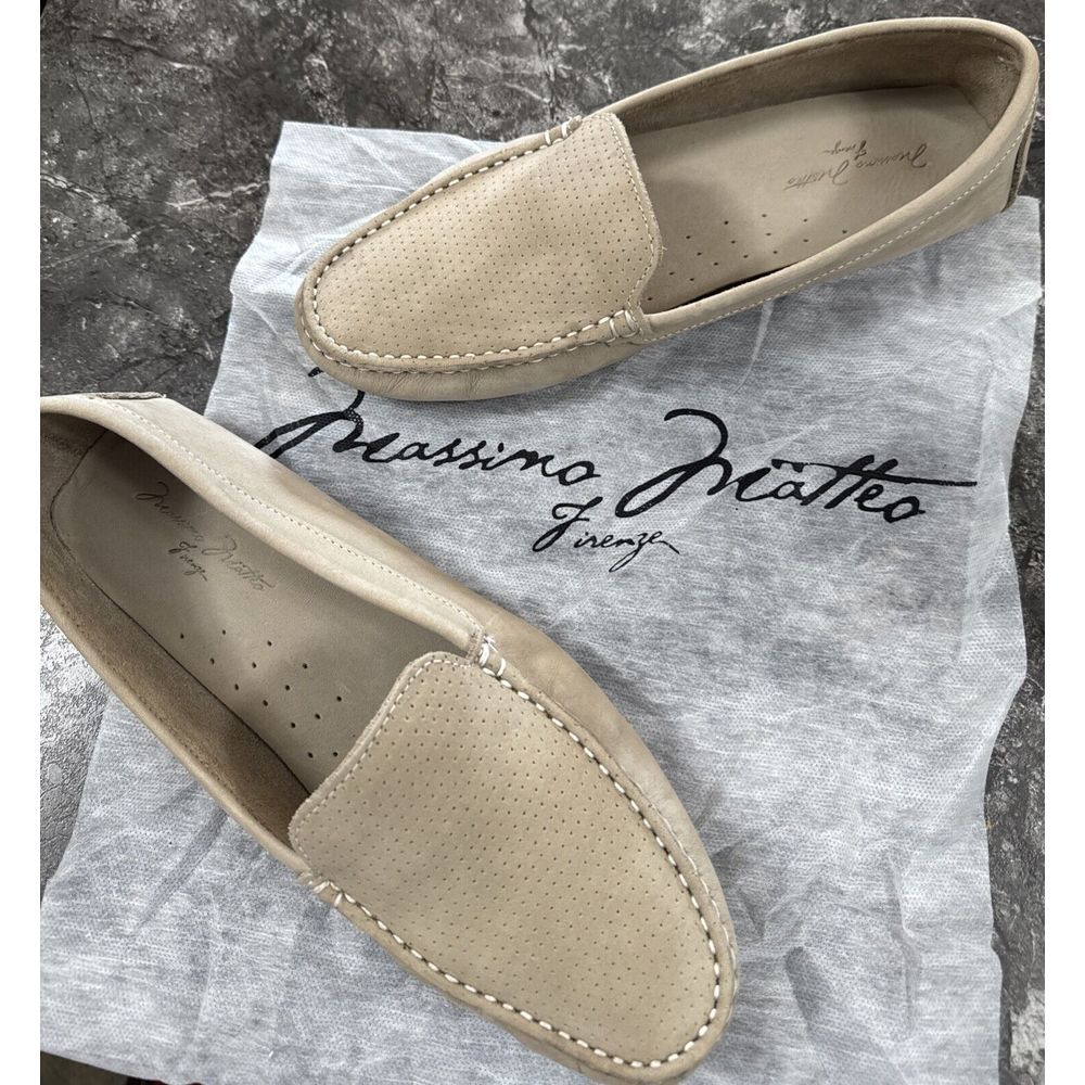 Massimo Matteo Womens Perf Venetian Driver Cinza Nubuck Beige Sz 10B